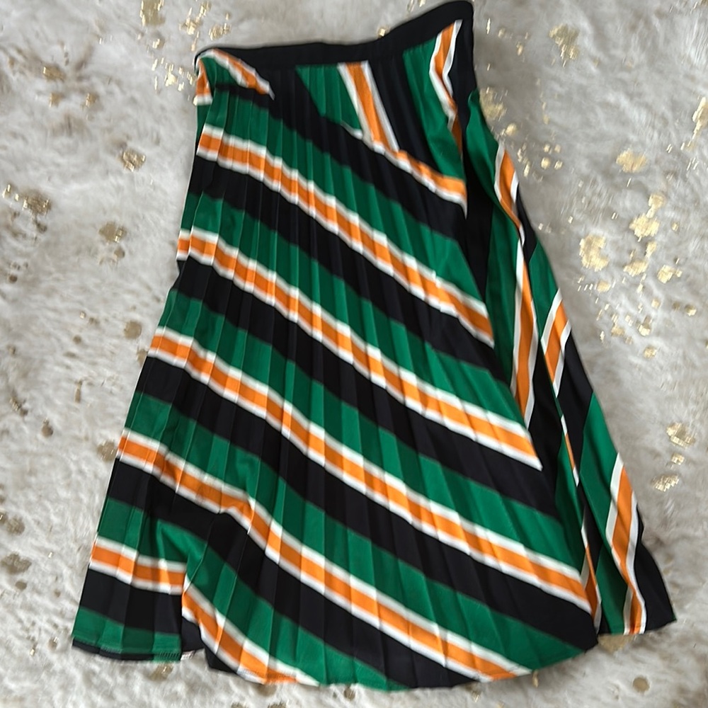 Chloe Dao (project runway winner) Striped Green and Black Pleated Skirt- size M